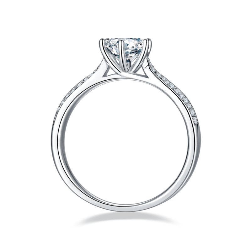 直臂微镶星光皇后S925银镀白金MoissaniteWomen's Ring1ctD级